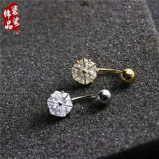 European and American fashion new simple stainless steel round zircon classic navel nail titanium steel puncture jewelry