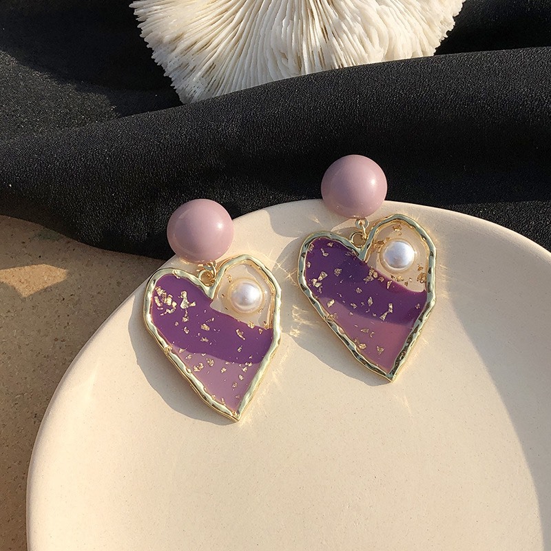 New Fashion Dream Sweet Purple Love Pearl Earrings Nihaojewelry Wholesale display picture 1