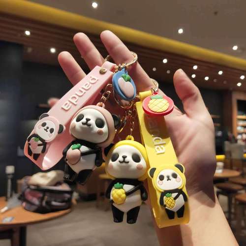 Cartoon Fruit Panda Keychain Personalized Cute Couple Bag Pendant Small Gift Car Keychain