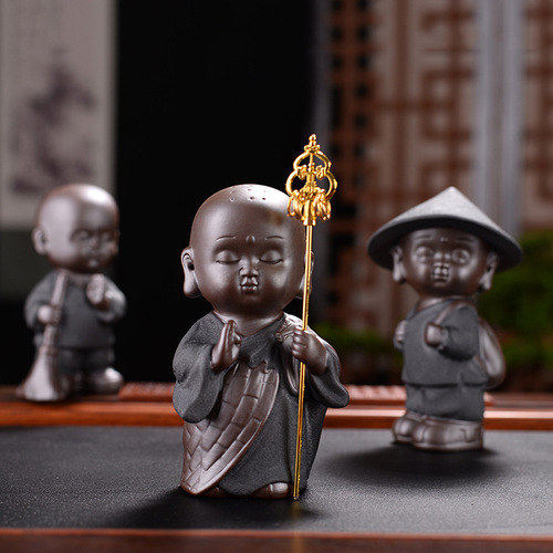 Ceramic Little Monk Tea Pet Ornament Boutique Purple Clay Can Foster Personality Interesting Cute Tea Ceremony Tea Play Tea Set Decoration