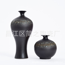 景德镇陶瓷摆件插花器现代中式简约客厅电视柜气泡窑变家居花瓶