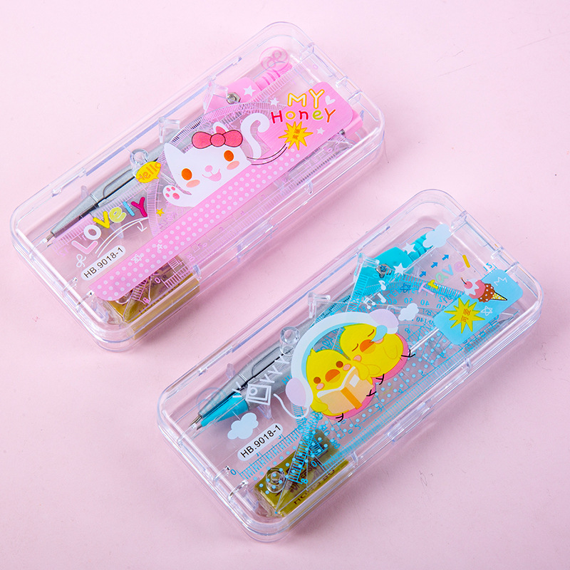 9018-1 BRÚJULAS DE estudiante traje regla herramientas de dibujo equipo de dibujo brújulas de metal de 7 piezas