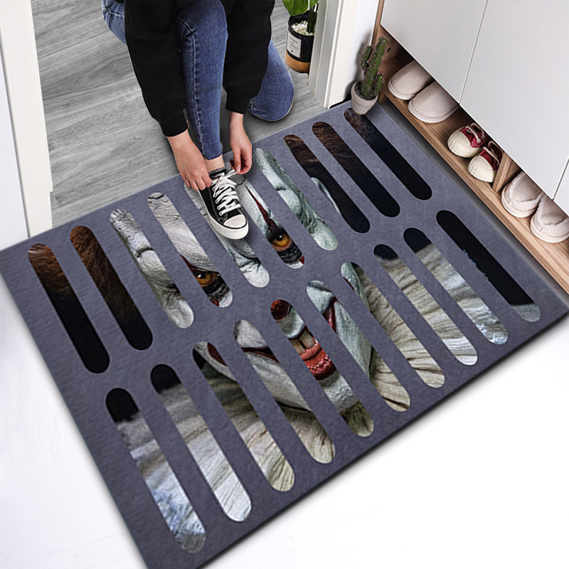 万圣节小丑地毯,地毯跨境,小丑门垫,地毯定制,地毯地垫