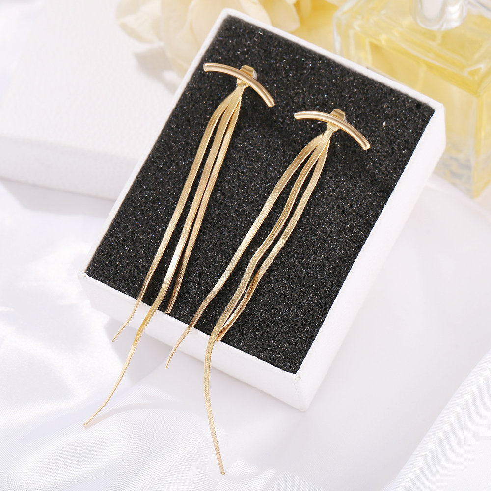 Personality Net Red Temperament Long Tassel Earrings Creative Simple Alloy Earrings  Wholesale Nihaojewelry display picture 3