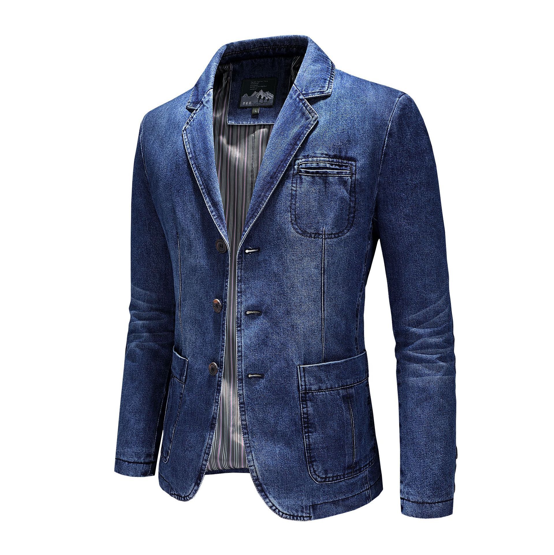 Men's Clothing new denim suit spring and autumn jacket small suit_voghion.com