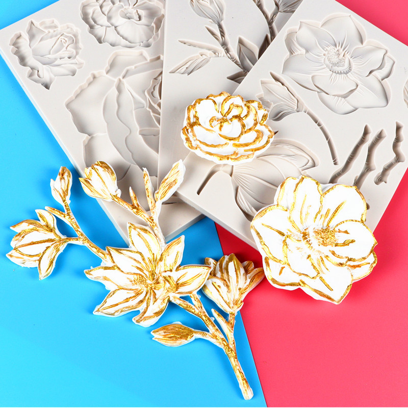 Nueva fondant Rosa molde de silicona crisantemo hornear pastel crema chocolate decoración DIY epoxi