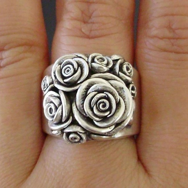 New Cross Border WISH Ring Jewelry Vintage Rose Flower Ring Party Bride Engagement Factory Wholesale