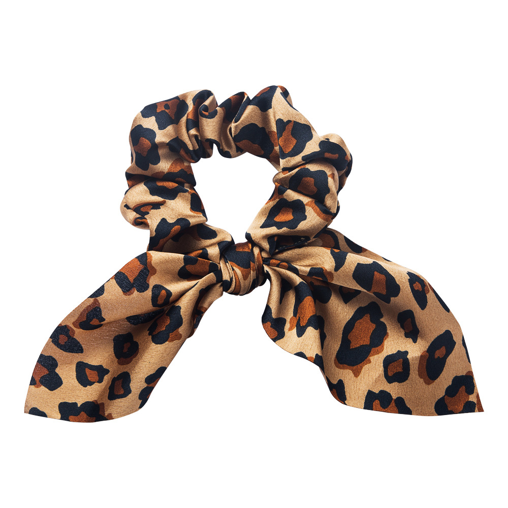 Leopard Satin Fabric Streamer Rabbit Ears Simple Cheap Hair Rope Wholesale display picture 7