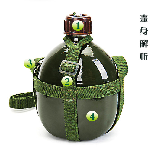 Old-fashioned aluminum kettle 87 flat kettle strap kettle outdoor large capacity mountaineering camping convenient sports kettle