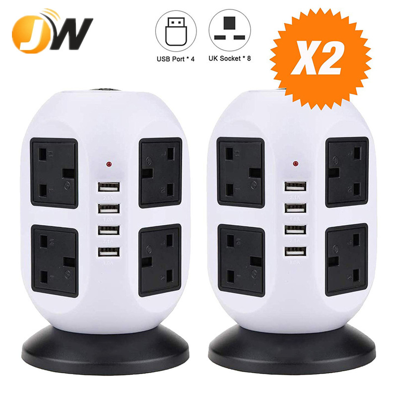 现货直批立式排插二层英规立式USB插座8孔3米5米英标塔式插排