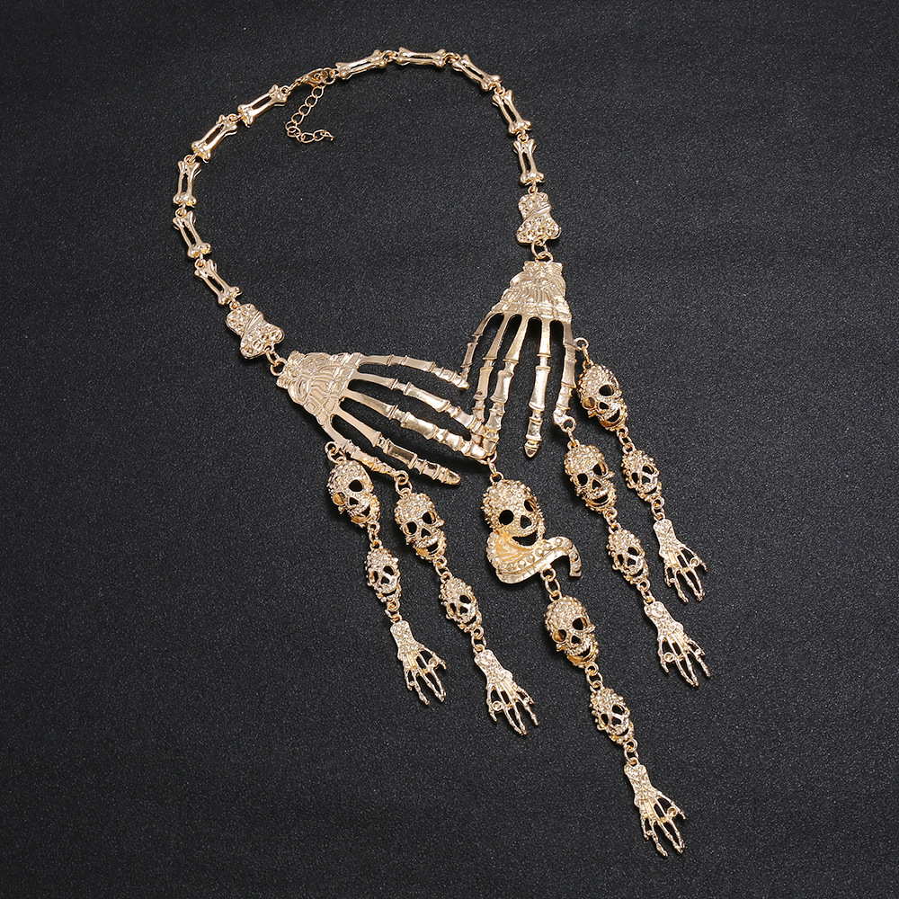 Halloween Festival Retro Exaggerated Unforgettable Skull Alloy Plating Halloween Women's Earrings Necklace