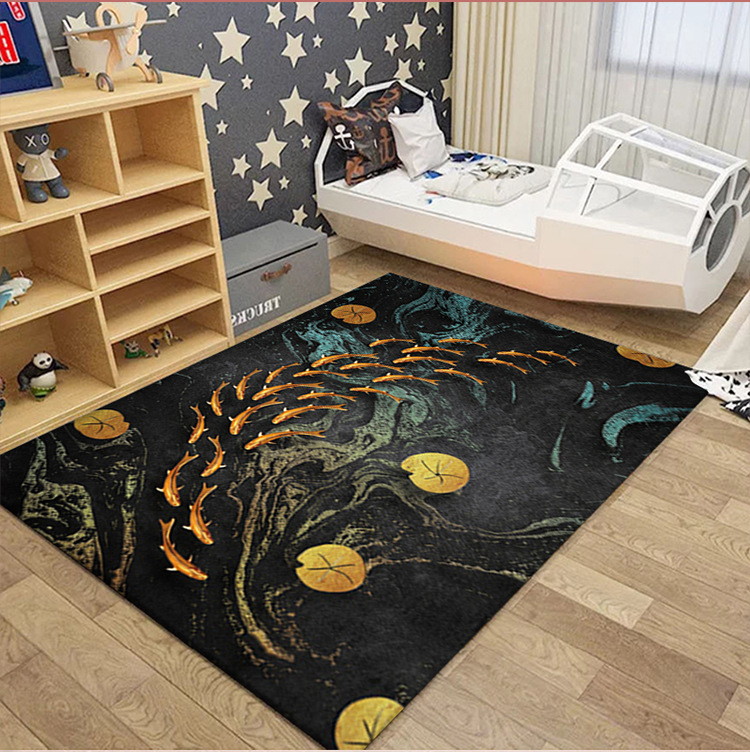 水晶绒印花地毯,3D地垫,海洋地毯,卧室床边毯,客厅茶几垫,入户门垫脚垫