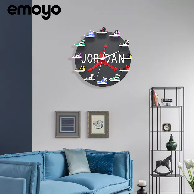 Decoración personalizada AirJordan aj1 reloj baloncesto 3D tridimensional modelo de zapato deportivo Reloj de pared creativo
