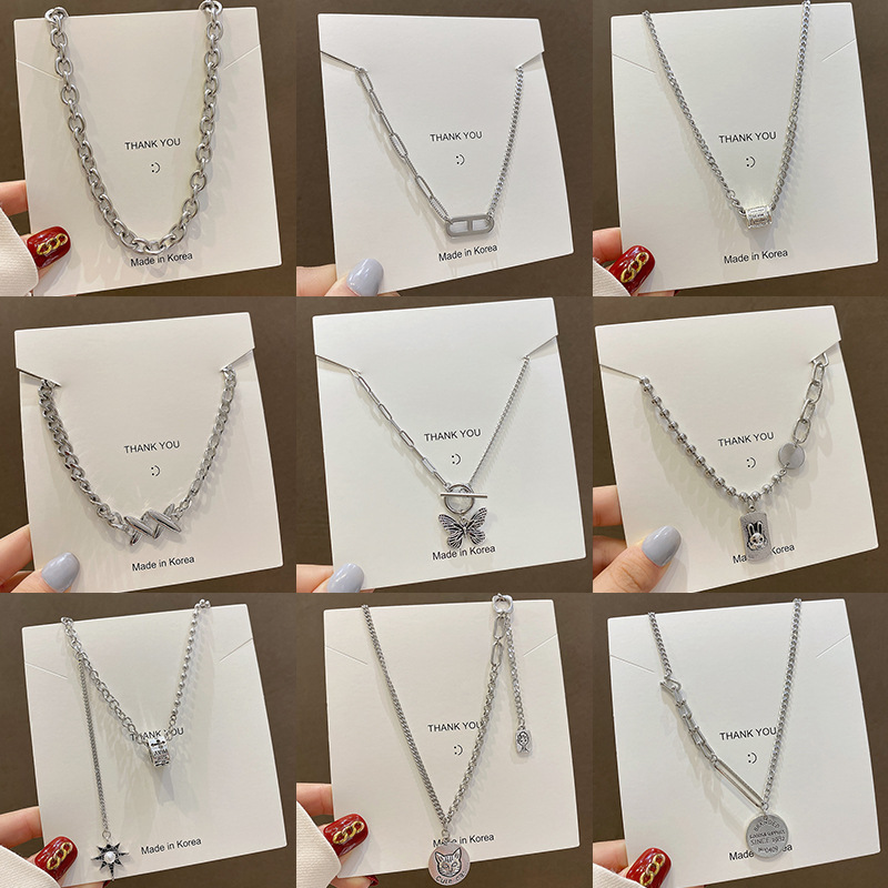 韩版冷淡风潮流钛钢项链女气质长款ins嘻哈锁骨链时尚百搭吊坠|ms