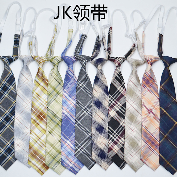 Japanese-Style Jk Tie for Women, No-Tie Lazy College Style Shirt Uniform Accessory Small Item Student School Uniform Plaid Tie