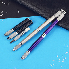 Factory Direct Sale 3-in-1 Eyebrow Tattoo Pen #19, Multifunctional Metal Eyebrow Shaper and Tattoo Pen