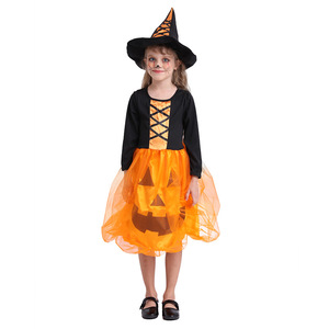 2020 New Halloween children’s and girls’ pumpkin dress party dress