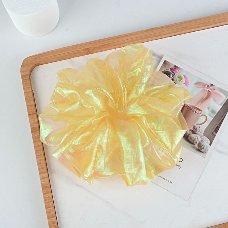 15g Weight Festival Occasion Geometric Pattern Women'S Gender White, Pink, Purple, Green, Yellow Color Korean Bright Silk Organza Hair Scrunchies 4