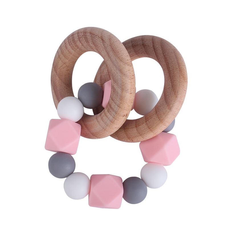 Bebé creativo Beech anillo juguete nuevo octogonal silicona teether pulsera infantil formación teether palo