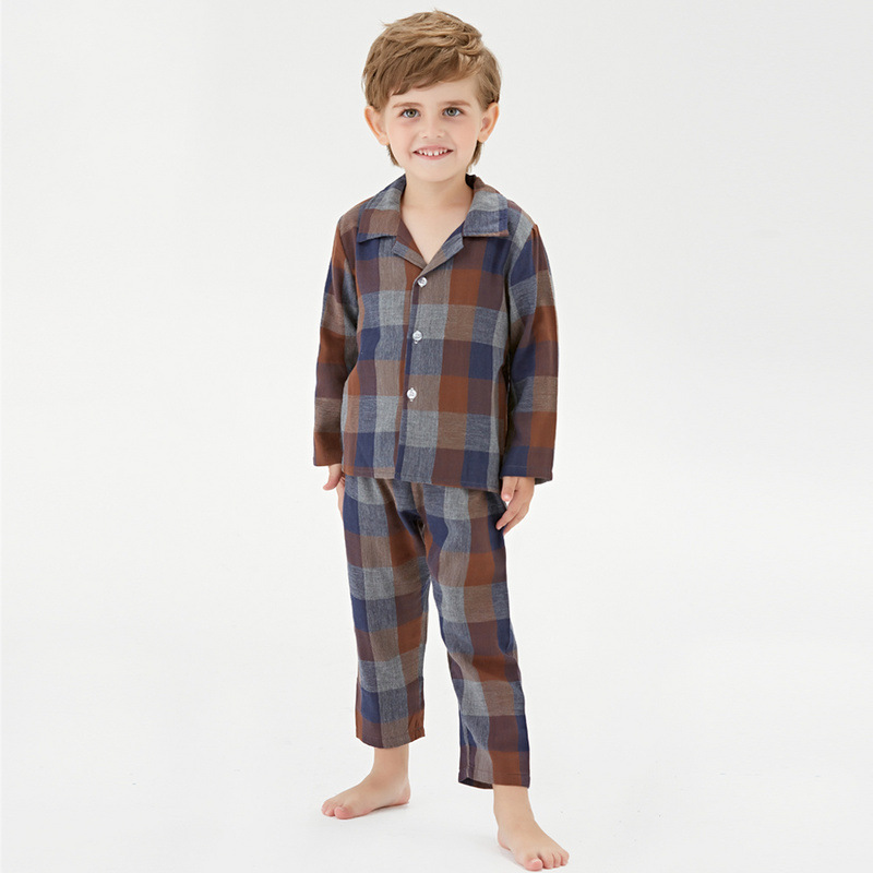 새로운 어린이 가정복, 소년용 이중 면 거즈 잠옷, 아동 잠옷의 공장 직접 공급