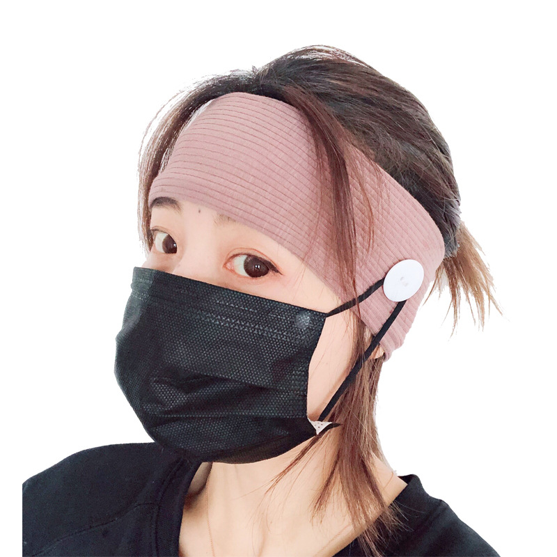 Fashion sports yoga fitness button mask antileaf headband solid color parentchild couples wholesalepicture45