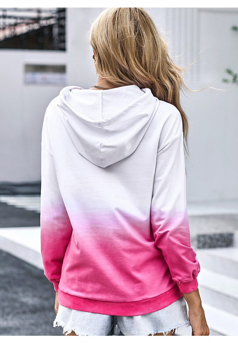 women s gradient color autumn and winter new style hooded casual long-sleeved pullover  NSSI2741