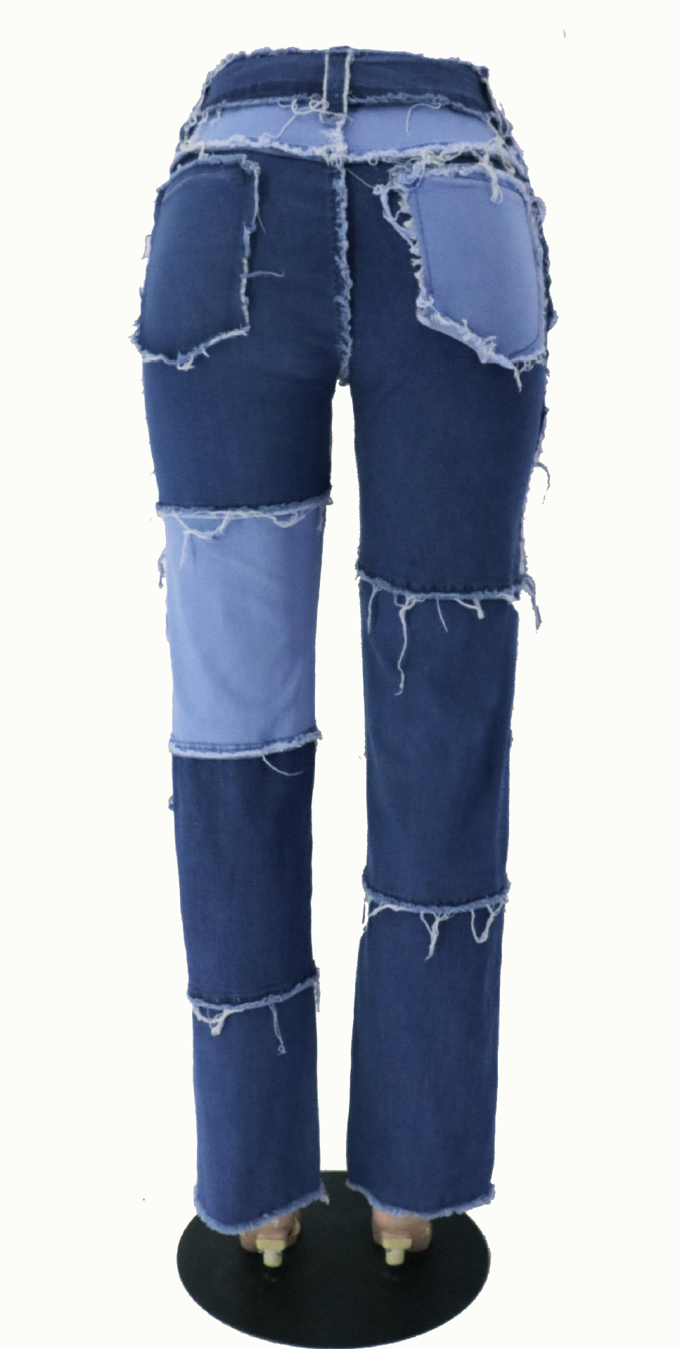 Décontractée Toute La Longueur Fermeture Éclair Lavé Bouton Jeans Pantalon Droit display picture 3