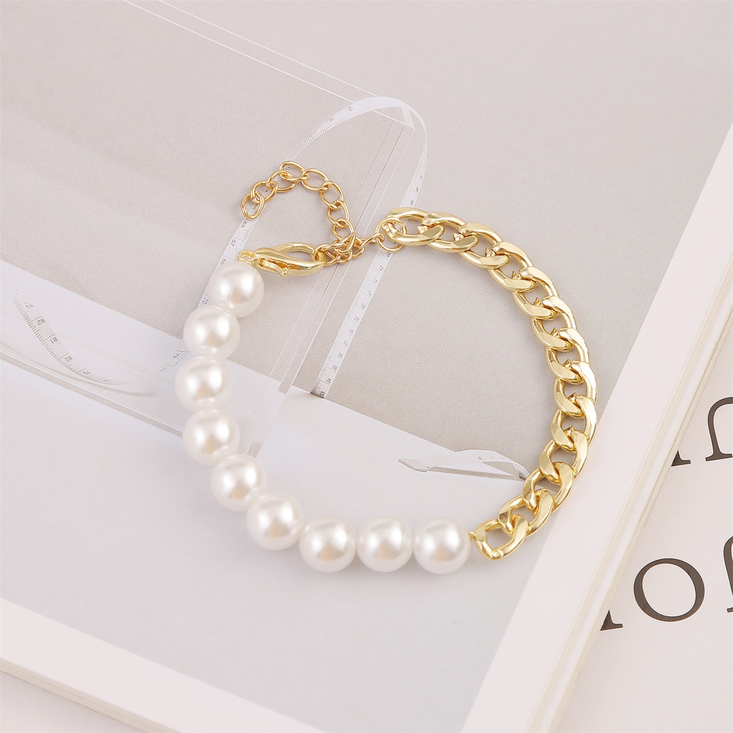 New Fashion Simple Chain Retro Pearl Necklace Bracelet Set Wholesale display picture 6