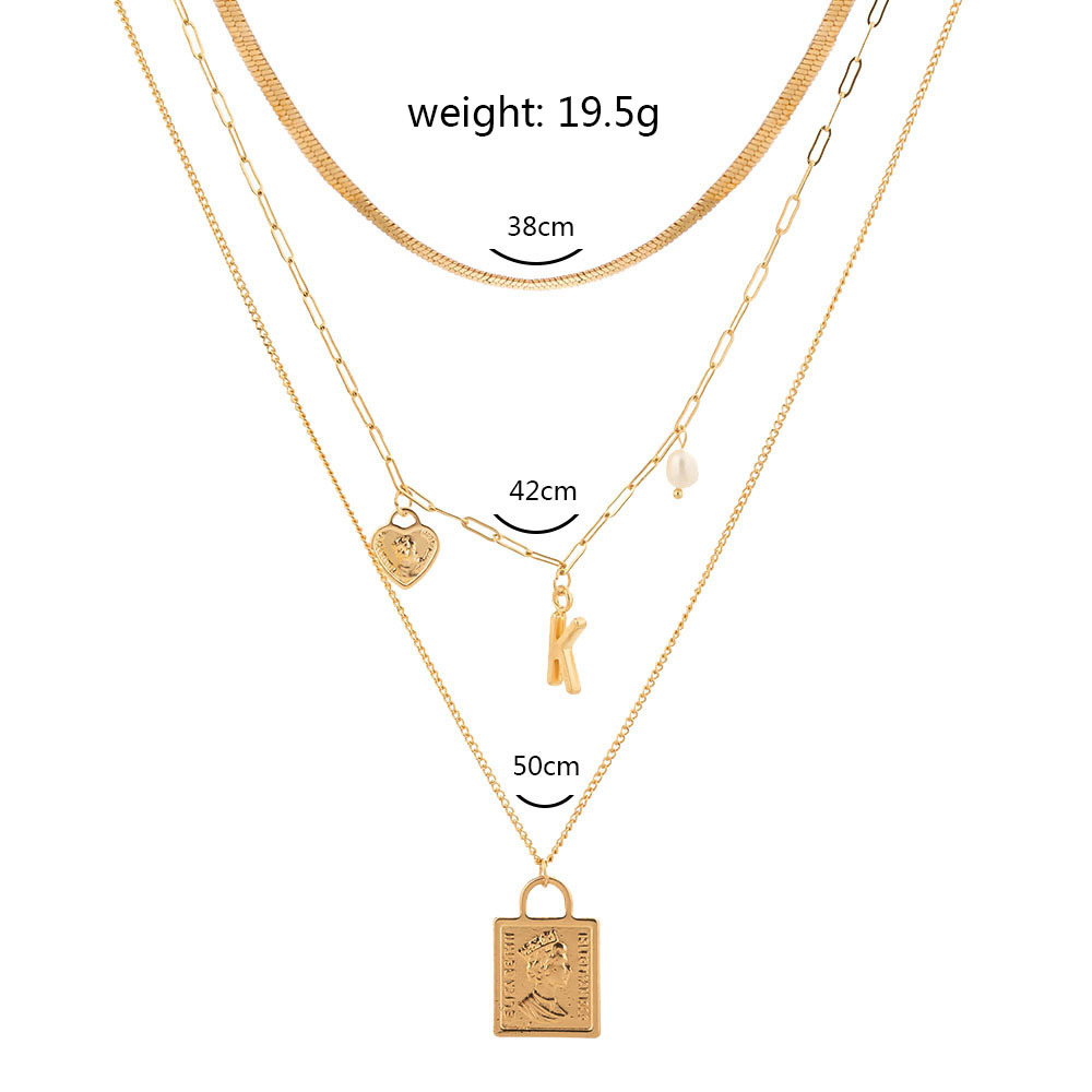 Fashion Metal Roman Retro Alphabet Coin Multi-layer Long Necklace For Women display picture 20