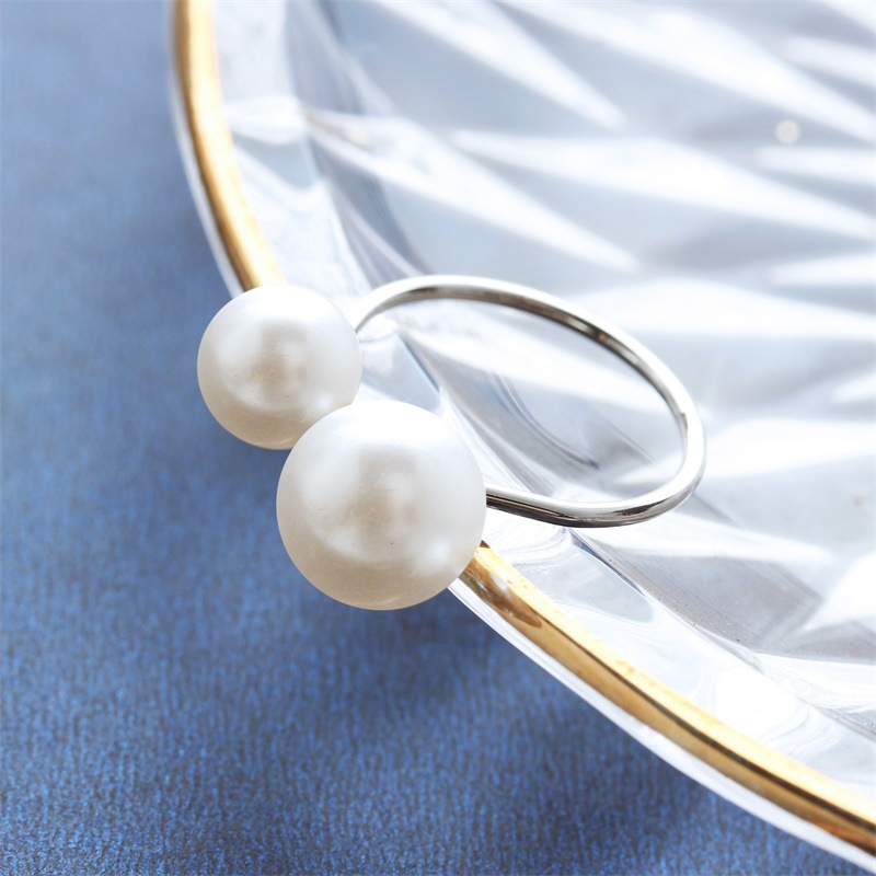 Korea Handmade Elegant Lady Style U-shaped Pearl Opening Adjustable Ring Wholesale Yiwu Suppliers China display picture 4