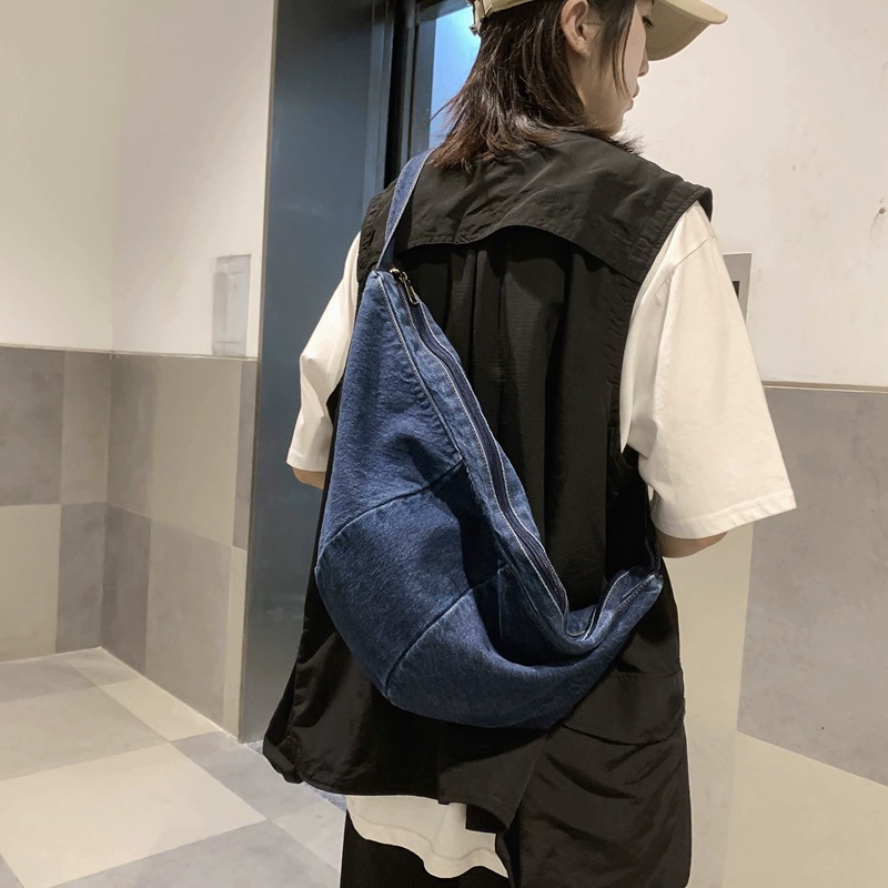 Сумка-шарф Denim брендовая, вместительная сумка через плечо, на одно плечо, корейский стиль