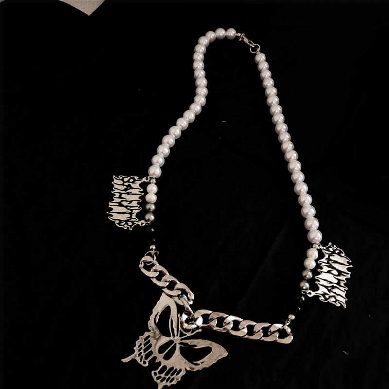 Punk Hiphop Style Pearl Alphabet Harajuku Style Street Beat Necklace Wholesale Nihaojewelry display picture 5