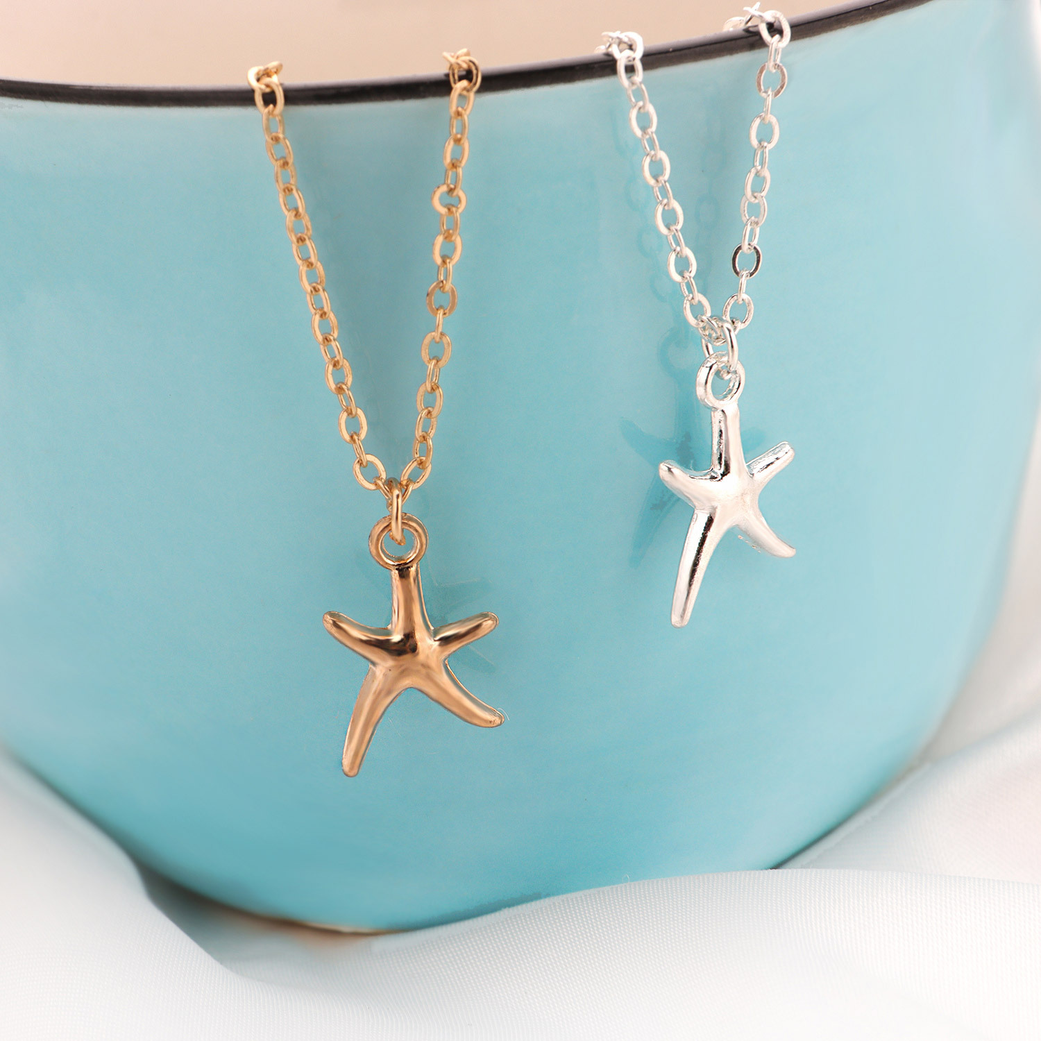 3g Weight Gold Plated Plating Material Pendant Necklace Classification Alloy Chain Material Commute Starfish Gold Plated Alloy Wholesale Pendant Necklace