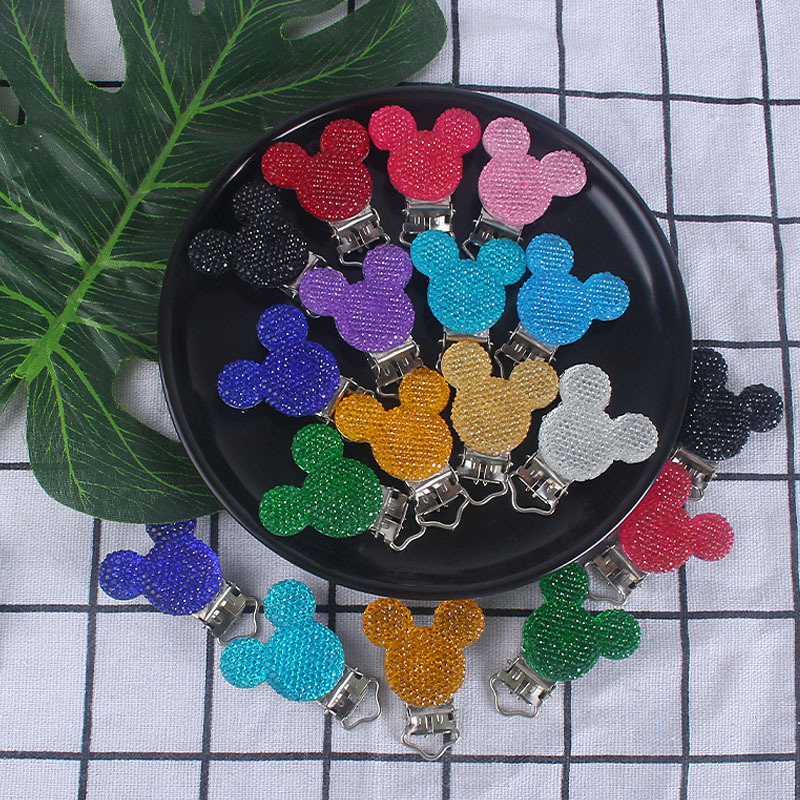 Suministros para bebés de dibujos animados animal chupete clip creativo DIY brillante clip de hierro chupete cadena accesorios de la joyería