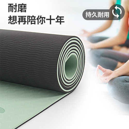 Double tpe yoga mat manufacturer thickened non-slip widened fitness mat household shock-absorbing soundproofing jump rope floor mat wholesale