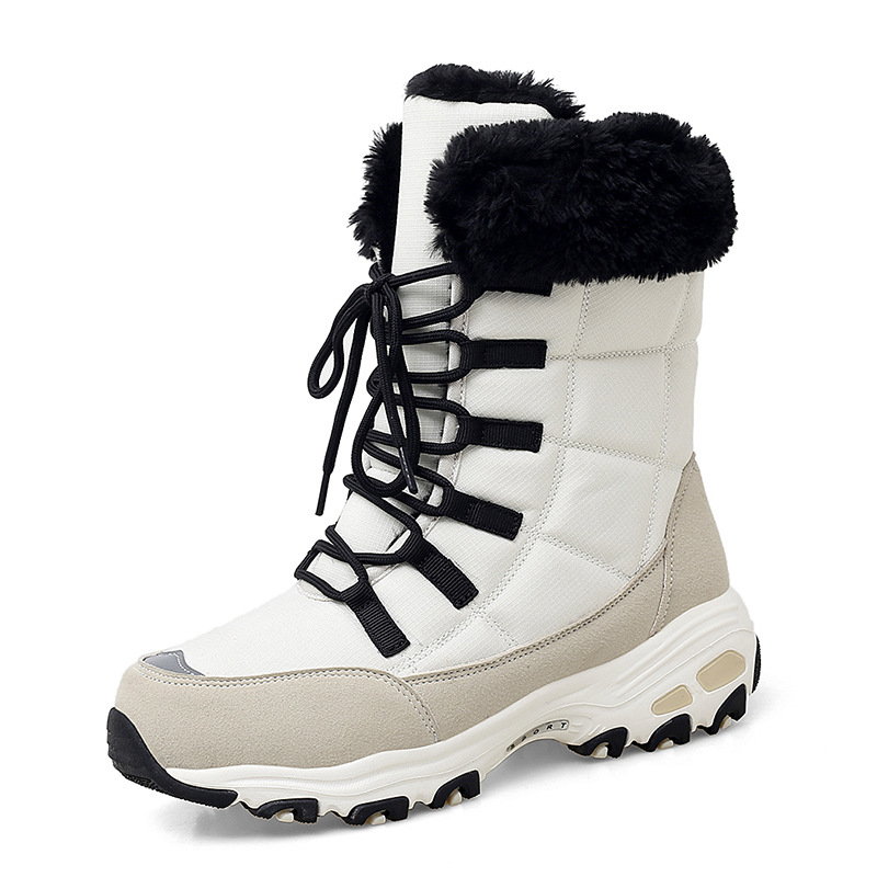 2022 new women's snow boots winter warm mid-leg boots plus velvet thickened northeast cotton shoes cross-border large size women's shoes