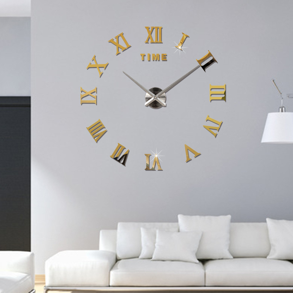 Venta caliente romano digital creativo Reloj de pared DIY Reloj de pared espejo acrílico Reloj de pared Romano
