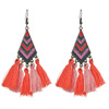 Retro triangle, silk threads, earrings, accessory, European style, gradient, boho style