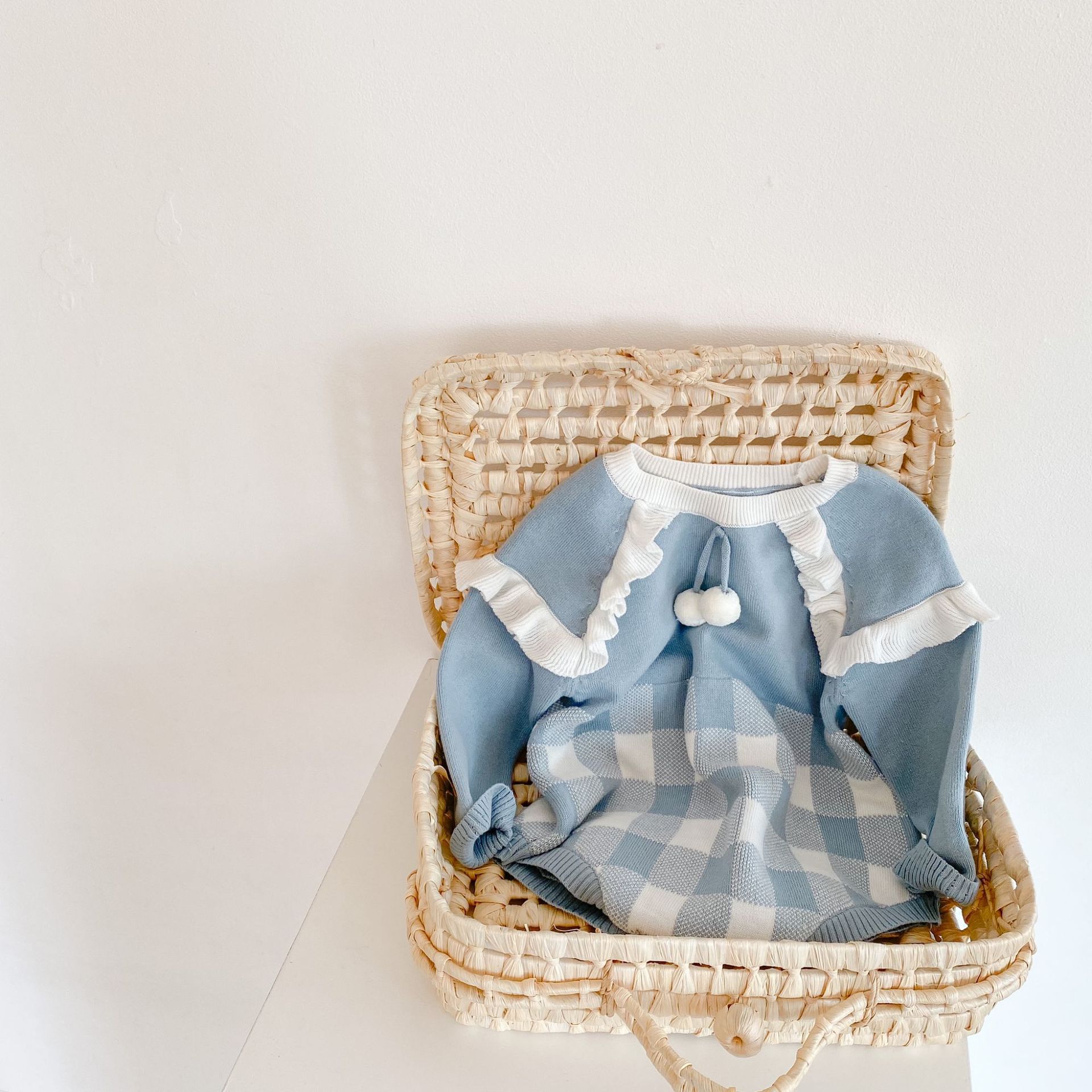 Abbigliamento Ins primavera autunno per bambine e neonati, tuta in filato di cotone a maniche lunghe a quadri per neonati, borse, Bihar_voghion.com