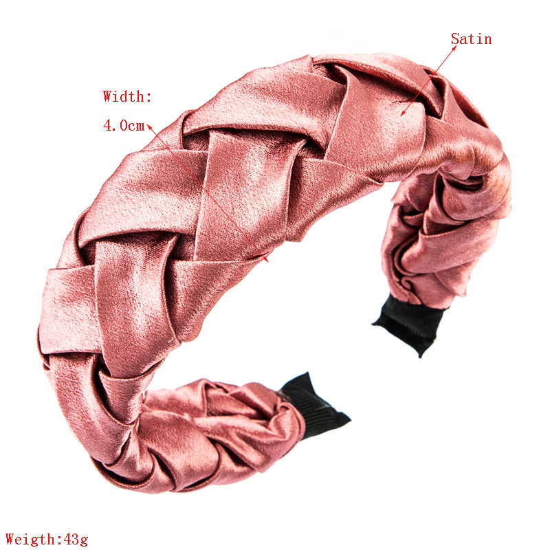 Korean Monochromatic Satin Cloth All-match Outer Starting Hoop Hollow Weaving Bangs Headband display picture 1