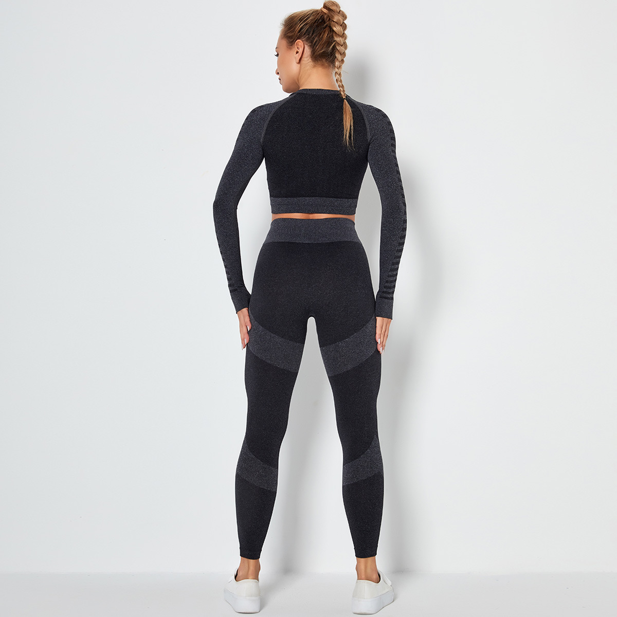 seamless knitted two-piece fitness suit NSLX9008