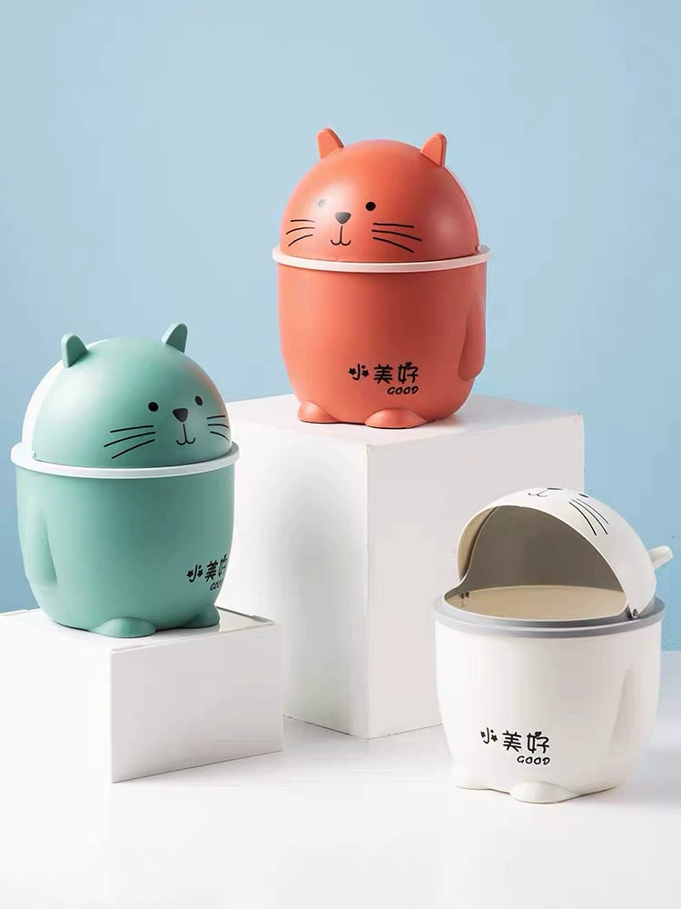 Фабрика Прямой Настольный мусорный бак милый небольшой размер стол для общежития Творческий Чистый красный Мини-ведро для хранения в спальне с крышкой