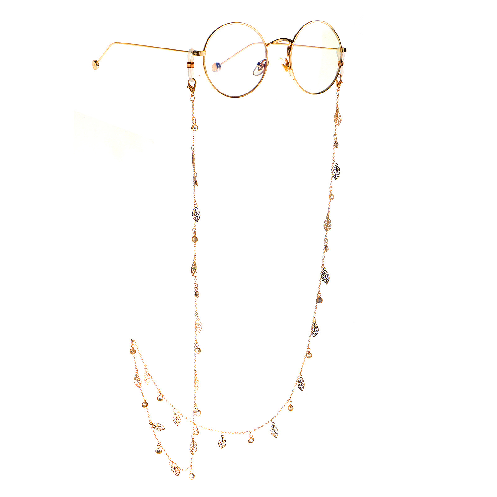 High-end Zircon Leaf Handmade Glasses Chain Personality Fashion Glasses Rope Lanyard Glasses Accessories Wholesale display picture 4