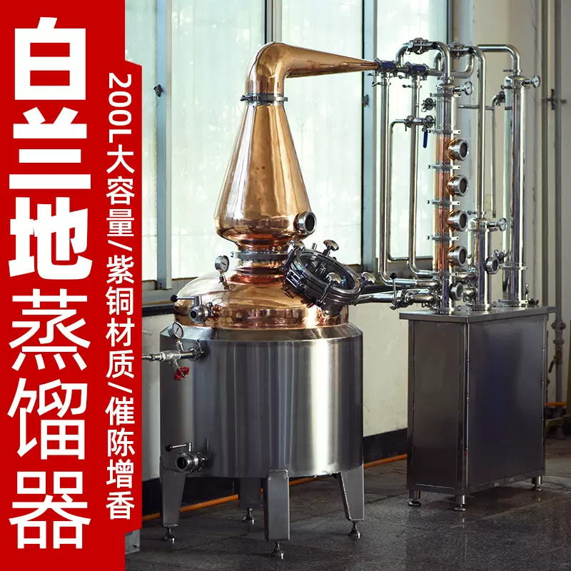 200L白兰地蒸馏机酒酿酒设备高度酒精蒸馏器帝伯仕厂家直销