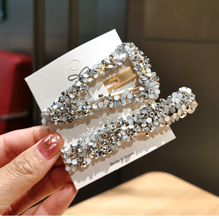 Korea Large Side Clip Simple Geometric Broken Crystal Cheap Hair Clip Wholesale display picture 8