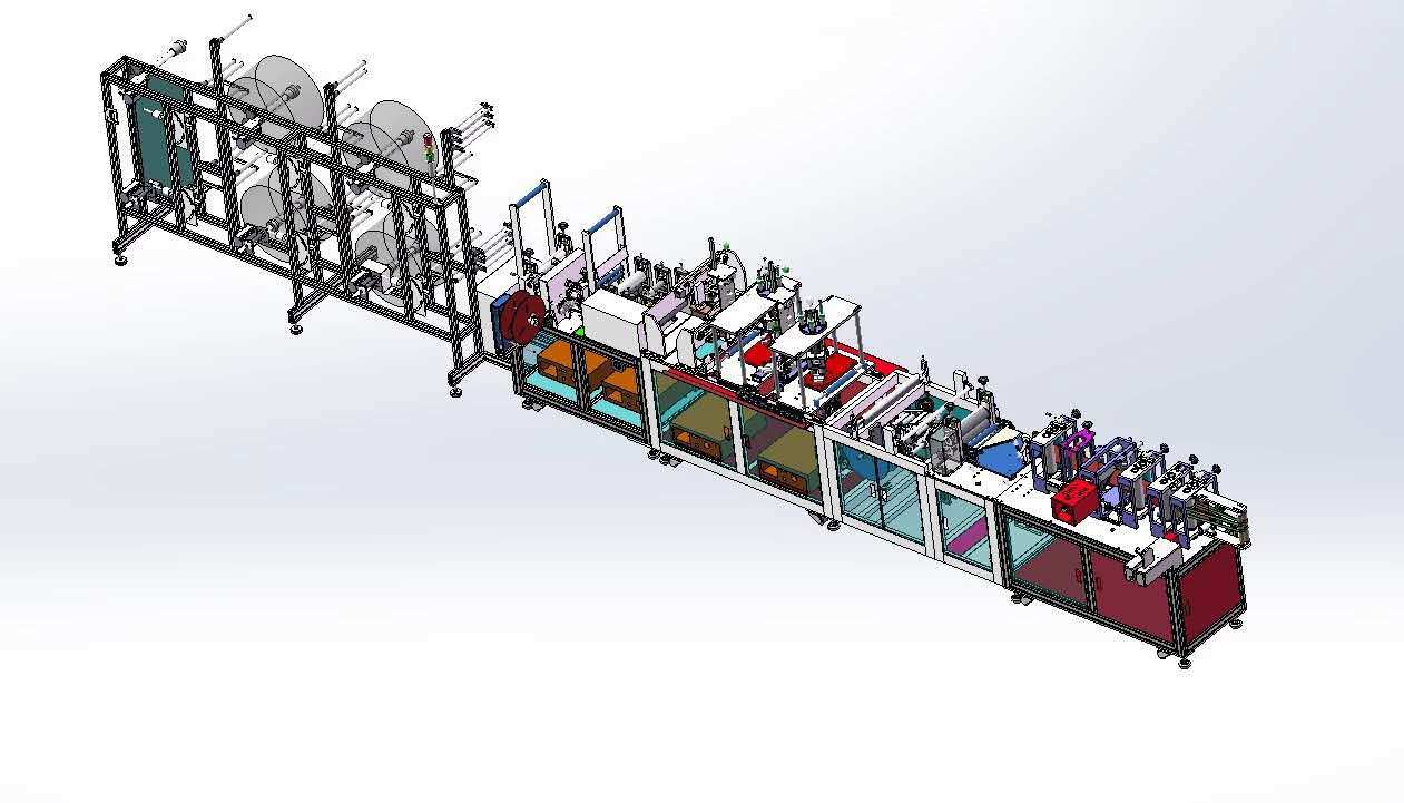 全自动口罩机_全自动口罩机口罩生产设备kn95型图纸3d装配零