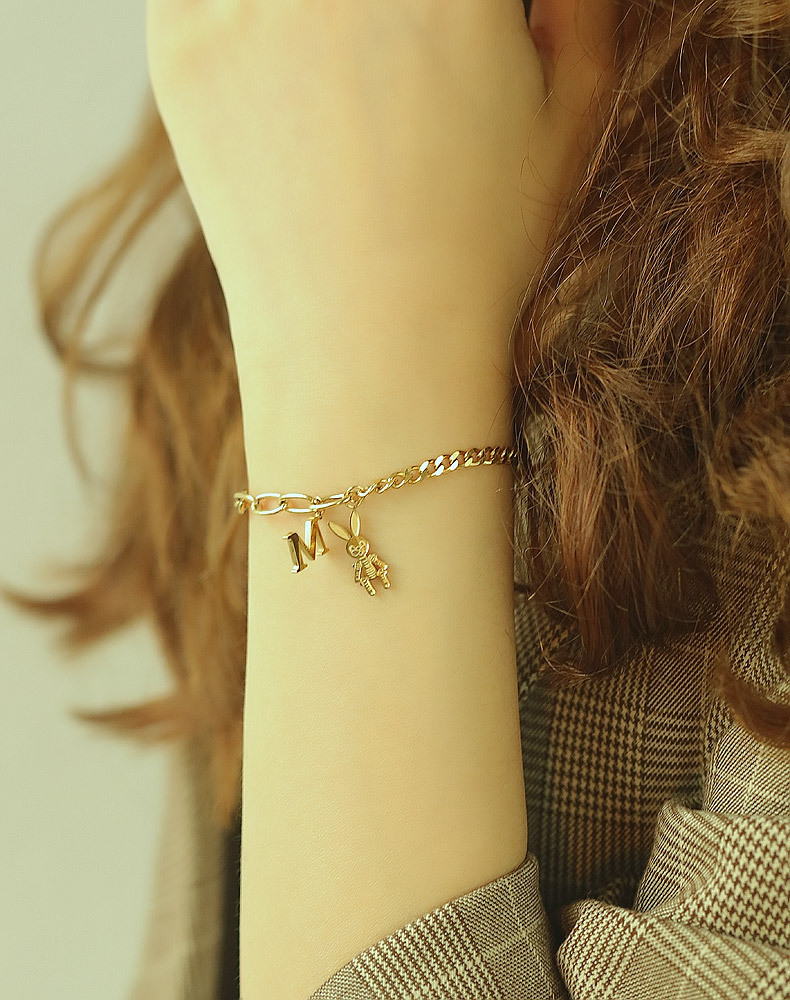 Fashion Girls Stitching Letter M Rabbit Titanium Steel Bracelet For Women display picture 5