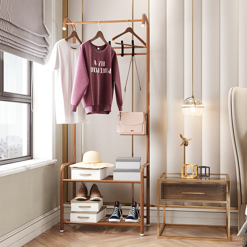 Simple Clothes Hanger Floor Bedroom Coat Rack Hang Clothes Shelf Wardrobe Storage Shelving Creative Storage 