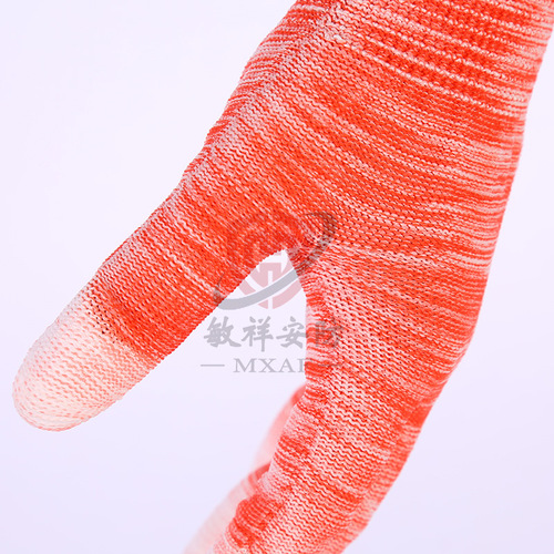 Nylon PU coated finger gloves black thin gloves labor protection anti-slip wear-resistant work dipped rubber coated leather breathable hand-fitting gloves