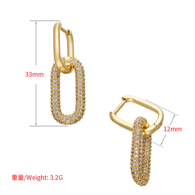 Colored Diamonds Double Rectangular Earrings Wholesale Jewelry Nihaojewelry display picture 9